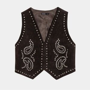 Brown Studded Vest Coachella